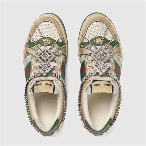 gucci screener high top sneakers|gucci screener sneaker with crystals.